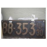 1930 LICENSE PLATE