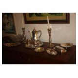 SILVER PLATED WITH STERLING CANDLE HOLDERS