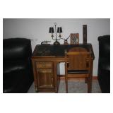 SLANTED SLAT TOP DESK WITH STORAGE