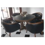 SLAT TOP TABLE WITH BARREL CHAIRS