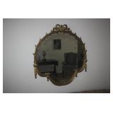 LARGE ANTIQUE GOLD GILDED WALL MIRROR