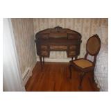 ANTIQUE DESK + CHAIR WITH CLAW FEET