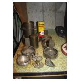HEAVY BRONZE ASHTRAYS AND PIPE HOLDER