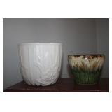 MCCOY AND MAJOLICA PLANTERS