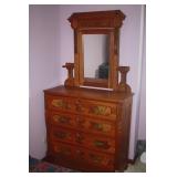 ANTIQUE DRESSER WITH CANDLE HOLDERS