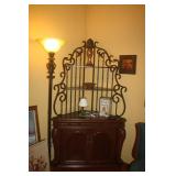 WROUGHT IRON / WOOD CORNER CABINET