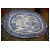 HUGE WILLOW WARE CHOP PLATTER WITH JUICE WELL