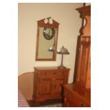 TELL CITY ROCK HARD MAPLE CONSOLE TABLE N MIRROR 