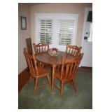 TELL CITY ROCK HARD MAPLE DROP LEAF TABLE . 4 CHAIRS AND 1 LEAF