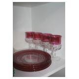 KING CROWN THUNBPRINT PLATES AND GOBLETS 