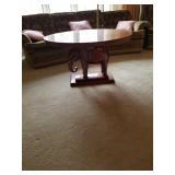 HEAVY WOOD CARVED COCKTAIL TABLE ~ ELEPHANT