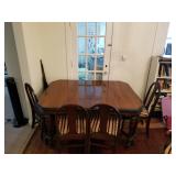 ANTIQUE DINING TABLE ~ 3 LEAVES N 6 CHAIRS