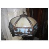 ANTIQUE SLAG GLASS TABLE LAMP