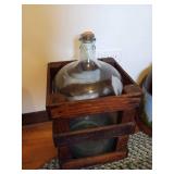 Vintage Hinckley & Schmitt Glass water bottle with wood crate