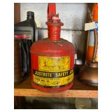 Vintage Justrite steel safety gas can