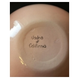 MCM Vadna of California semi-porcelain black & pink fruit pattern serving bowl