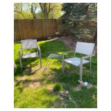 outdoor chairs and side table