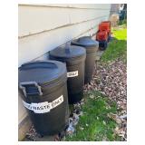 garbage cans and more milk crates