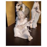 Lladro Black Legacy Glossy Angel Boy Playing Mandolin / Lute