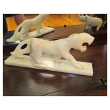 Vintage, mid century , carved stone, tiger statue, 11 inches long