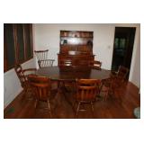 DINING TABLE WITH 3 LEAVES + 6 CHAIRS