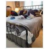 Solid wrought iron Charles P Rogers King bed (76” bed high foot Boston black iron/silver W/ antique 