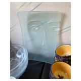Signed Carole Stupell art glass tray made in Italy