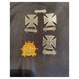 Iron cross sterling military cross badge pin