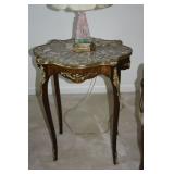 VINTAGE FRENCH MARBLE TOP LAMP TABLE