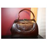 BROWN CROCODILE NETTIE ROSENSTEIN PURSE VINTAGE
