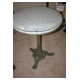 MARBLE TOP CAST IRON BASE TABLE
