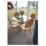 GLASS TOP RATTAN TABLE SET