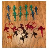 Vintage Plastic Mix Drink Party Glass Clips Mermaids & Monkeys