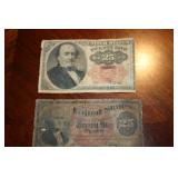 1874 FRACTIONAL CURRENCY + 1863 FRACTIONAL CURRENCY