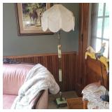 Vintage floor lamp with marble base beautiful Victorian shade