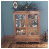 Antique Oak Victorian Double Door Enclosed Bookcase