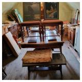 ANTIQUE DINING TABLE / 6 CHAIRS