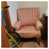 BROCADE FABRIC WING BACK CHAIR