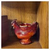 Imperial Glass Co Red slag chicken rooster egg cup