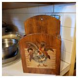 Wooden hanging mail holder country kitchen rooster