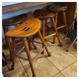 Vintage Solid Oak Wood Saddle stool (set of 4)