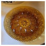 Indiana Tiara Glass Amber 12" egg plate