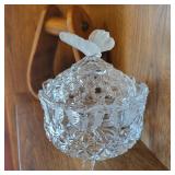 Vintage Hofbauer Crystal candy dish frosted butterfly lid
