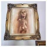 "Nude with Long Hair" by Maher Morcos, an original oil painting signed on bottom, the size is 20" x 