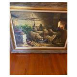 "Sheep" by Gaston Dubois, an original oil painting, signed on bottom, the size is 24" x 36" Framed