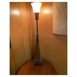 Mid-century Brass & Walnut Obelisk Table Lamp