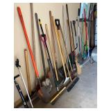 Long handled garden tools - shovels, rakes, hoes, brooms