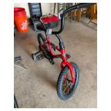 Huffy 16" "Rock it" bicycle in red with training wheels