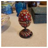 Red Enamel Egg, when latch opens it reveals a surprise of a carriage