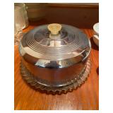 Chrome Cake cover with Glass Plate